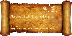 Matkovich Barnabás névjegykártya