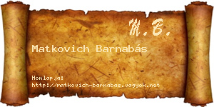Matkovich Barnabás névjegykártya